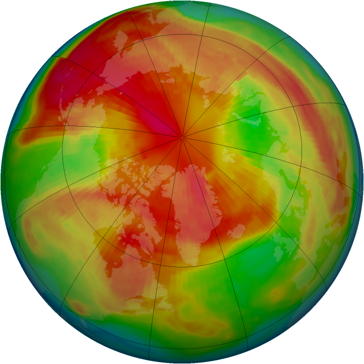 Arctic ozone map for 10 March 1988